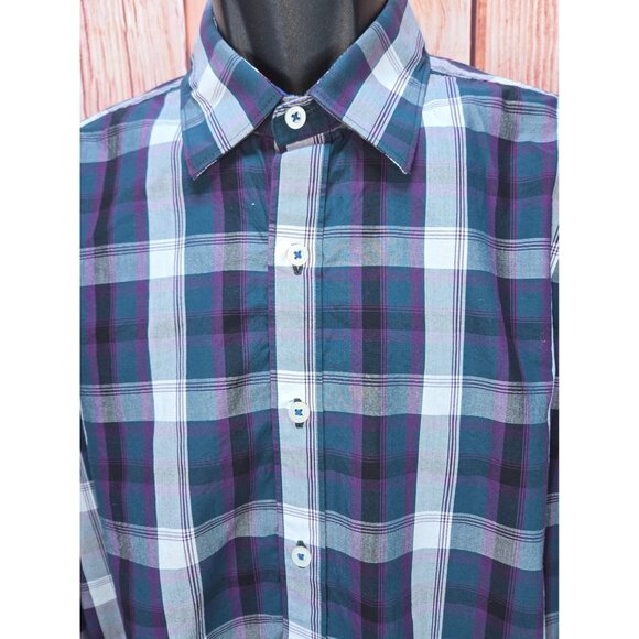Robert Graham Mens Classic Fit Plaid Dress Shirt Medium - Picture 5 of 9